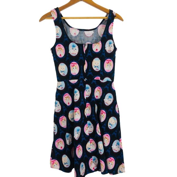 Modcloth Retrolicious Cats in Paris A Line Dress Sz Small Sleeveless - Picture 5 of 10